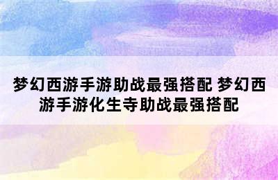 梦幻西游手游助战最强搭配 梦幻西游手游化生寺助战最强搭配